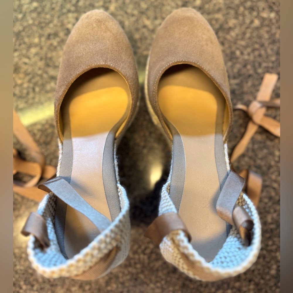 “MANEBI” Tan Suede Espadrille Platform Wedge - Picture 10 of 13